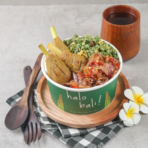 Ricebowl makanan bali - Nasi Sate Lilit Bali
